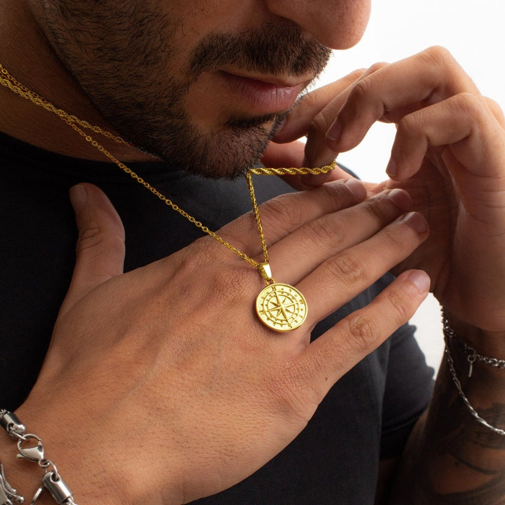 Layered Rope Compass Necklaces